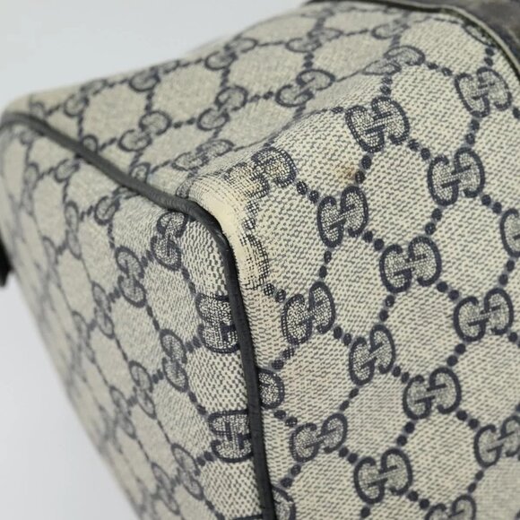 GUCCI GG Supreme Sherry Line Boston Bag PVC Navy Gold 24 012 3842 Auth 133308 - Picture 4 of 16